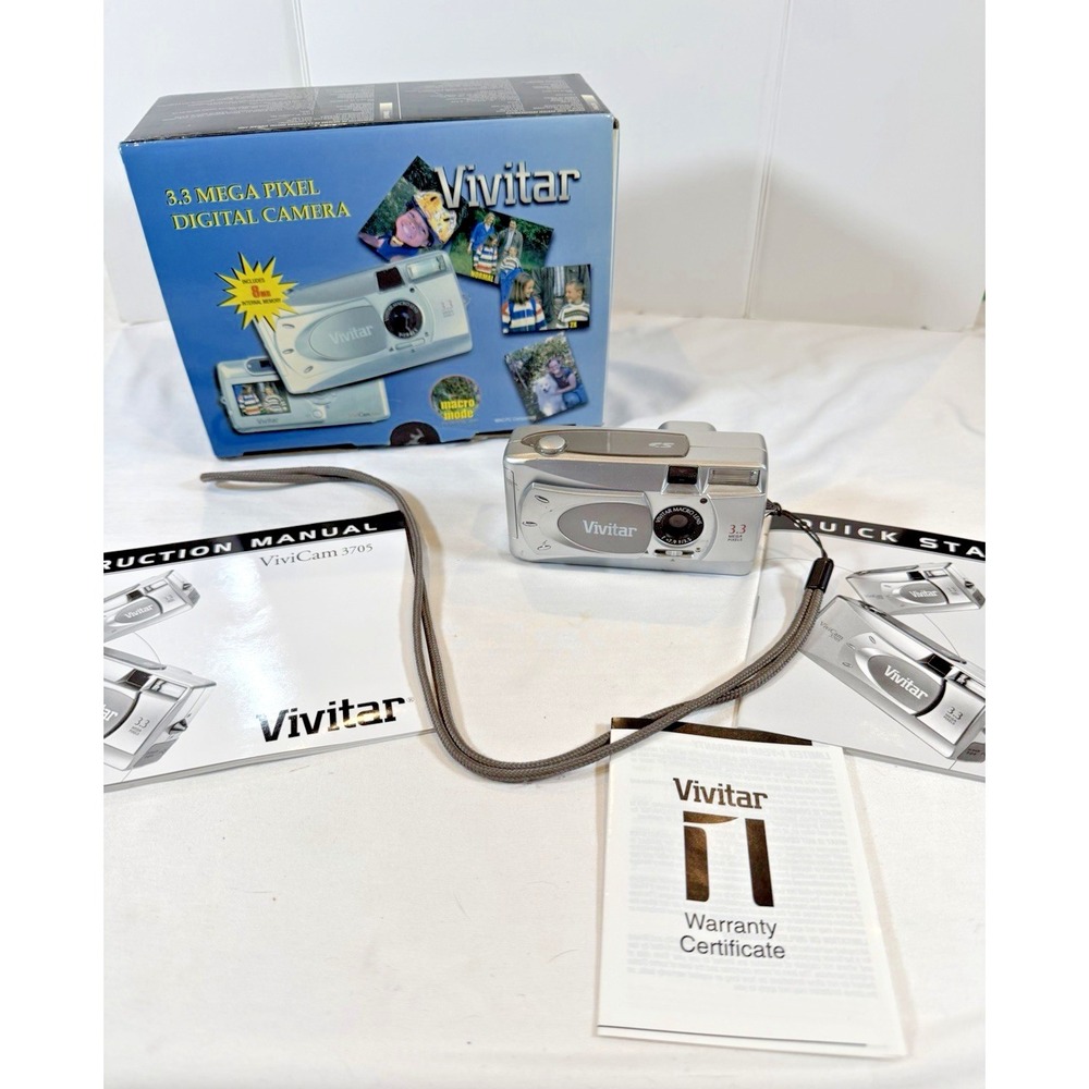 Vivitar ViviCam 3705 3.3MP Digital Camera Silver Tested Powers On w/ Box - Picture 2 of 7